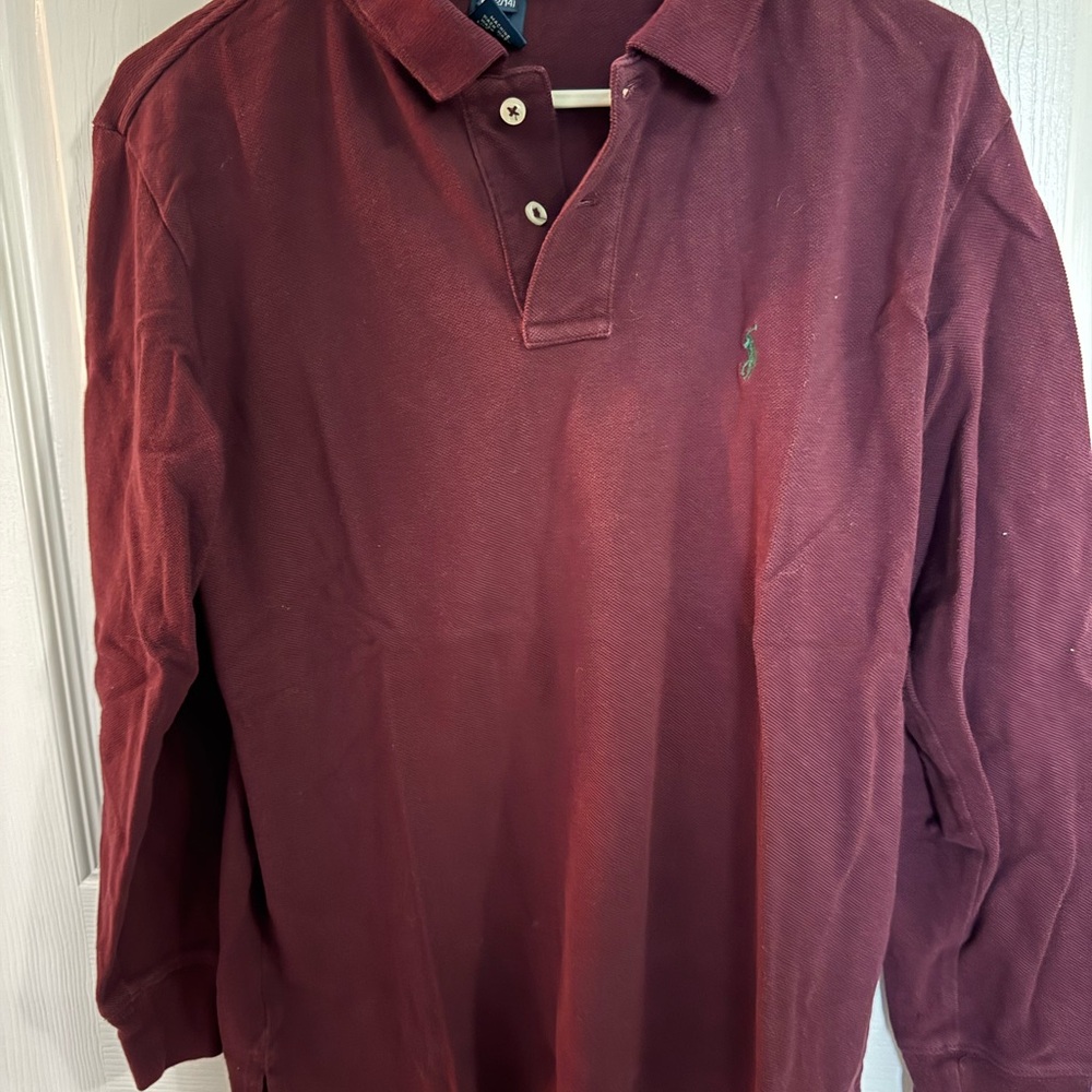 Ralph Lauren Deep Burgundy young man/boy long sleeved Polo Shirt